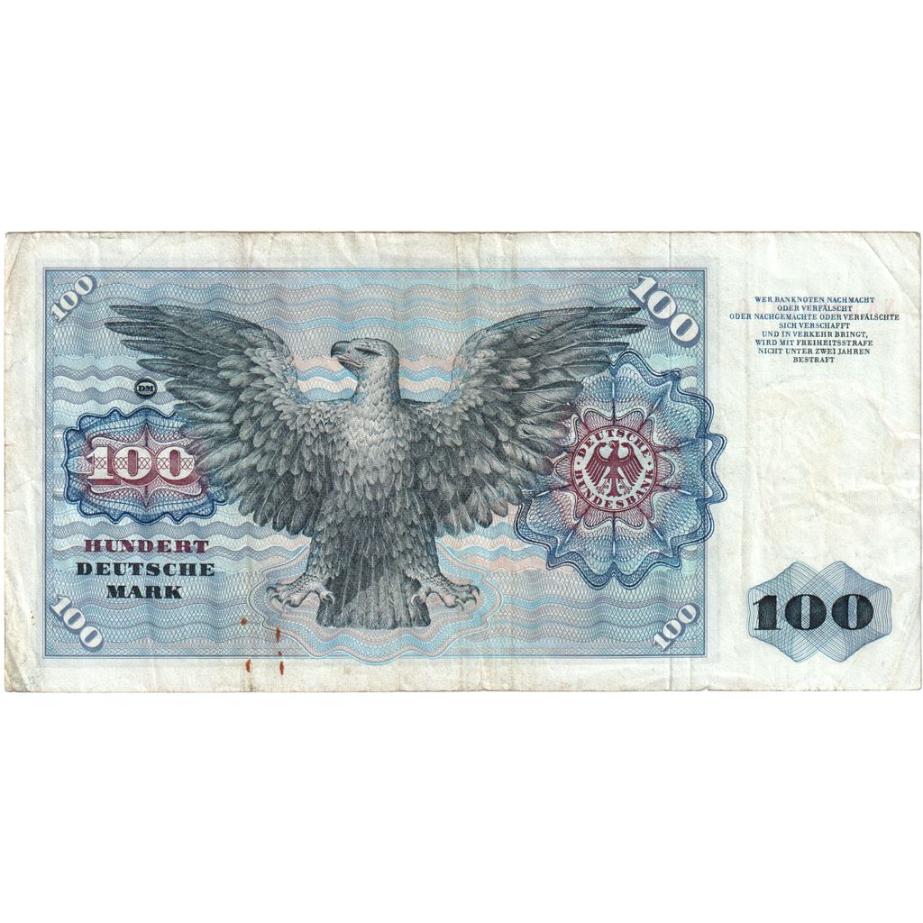République fédérale allemande, 100 Deutsche Mark, 1970-01-02, KM:34a, TB