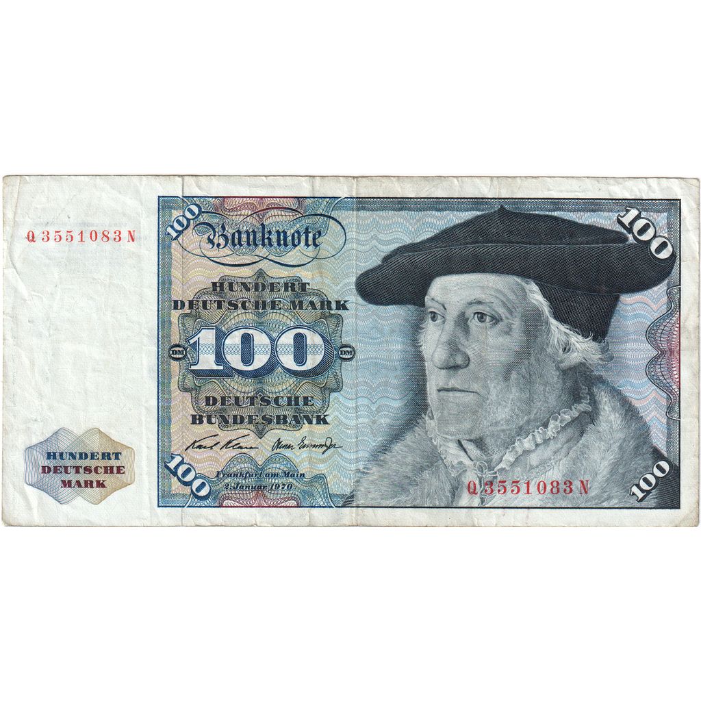 GERMANIA - REPUBBLICA FEDERALE, 100 Deutsche Mark, 1970-01-02, KM:34a, MB