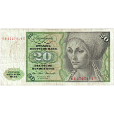 GERMANY - FEDERAL REPUBLIC, 20 Deutsche Mark, 1970-01-02, KM:32a, VF(20-25)