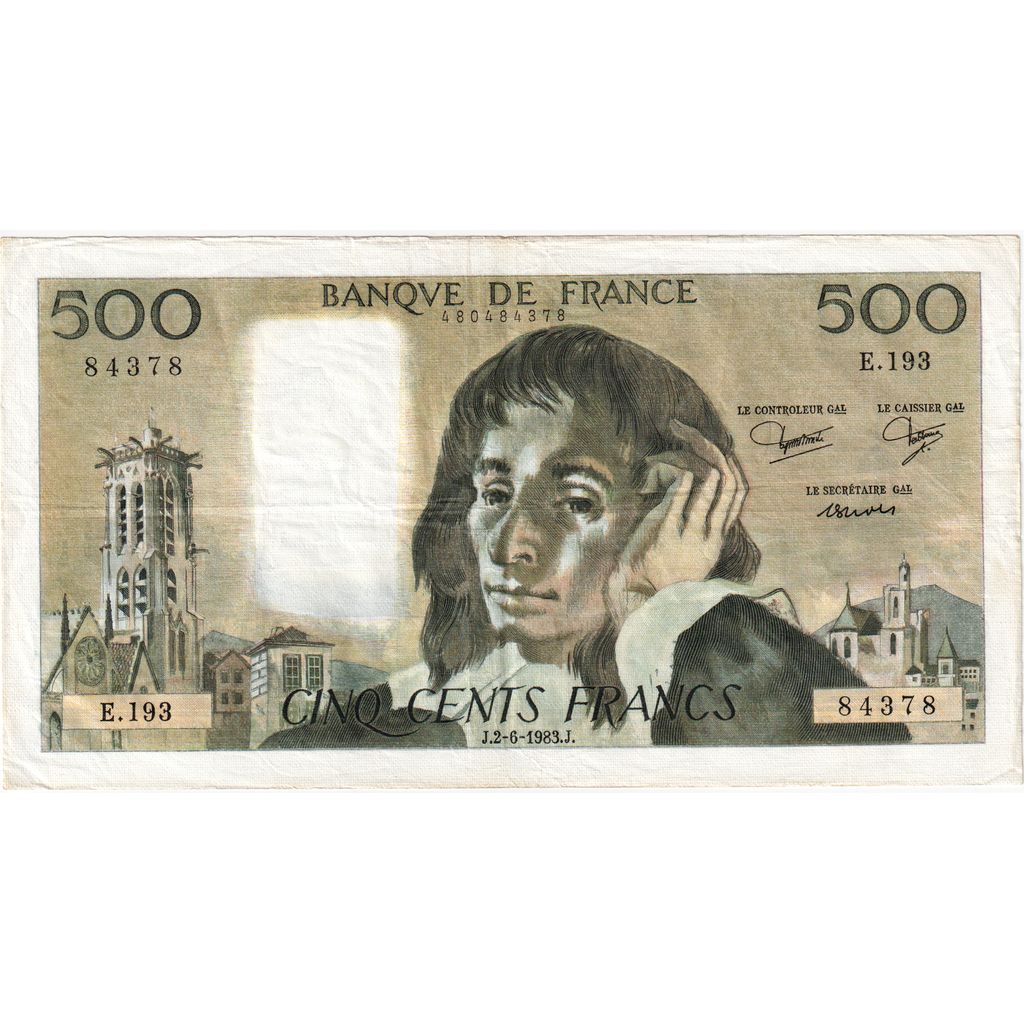 France, 500 Francs, Pascal, 1983-06-02, E.193, EF(40-45)