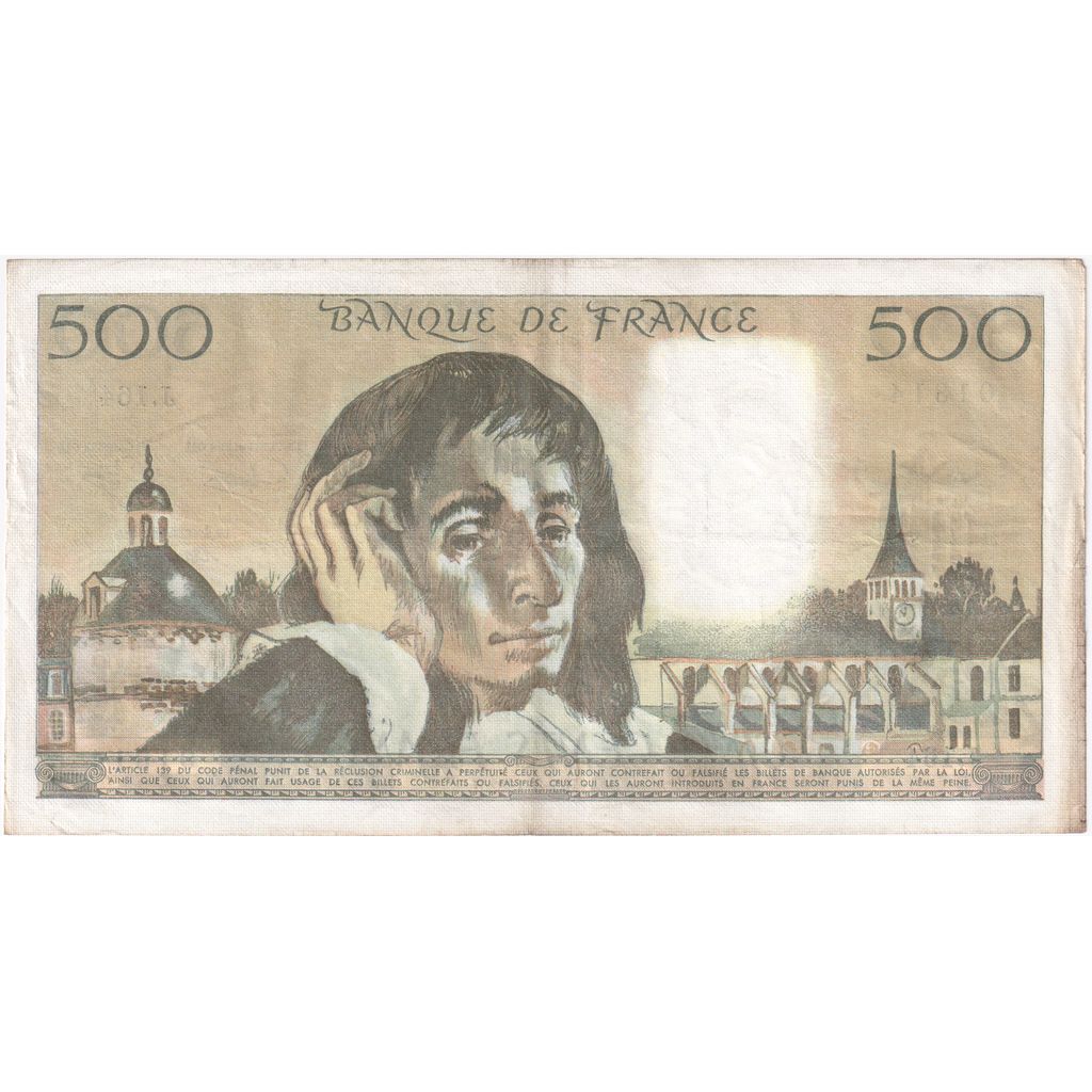 France, 500 Francs, Pascal, 1982-08-05, J.164, AU(55-58)