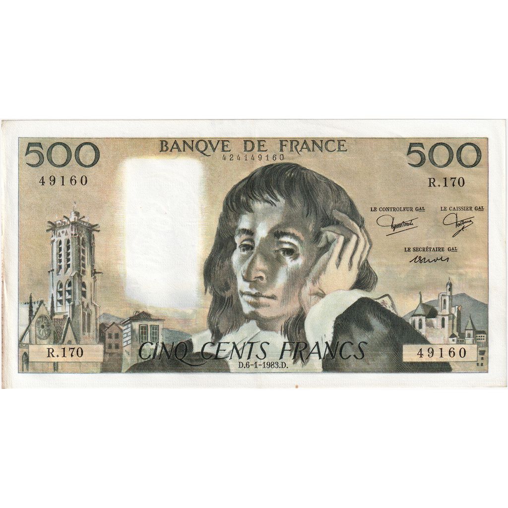 Francia, 500 Francs, Pascal, 1983-01-06, R.170, SPL-