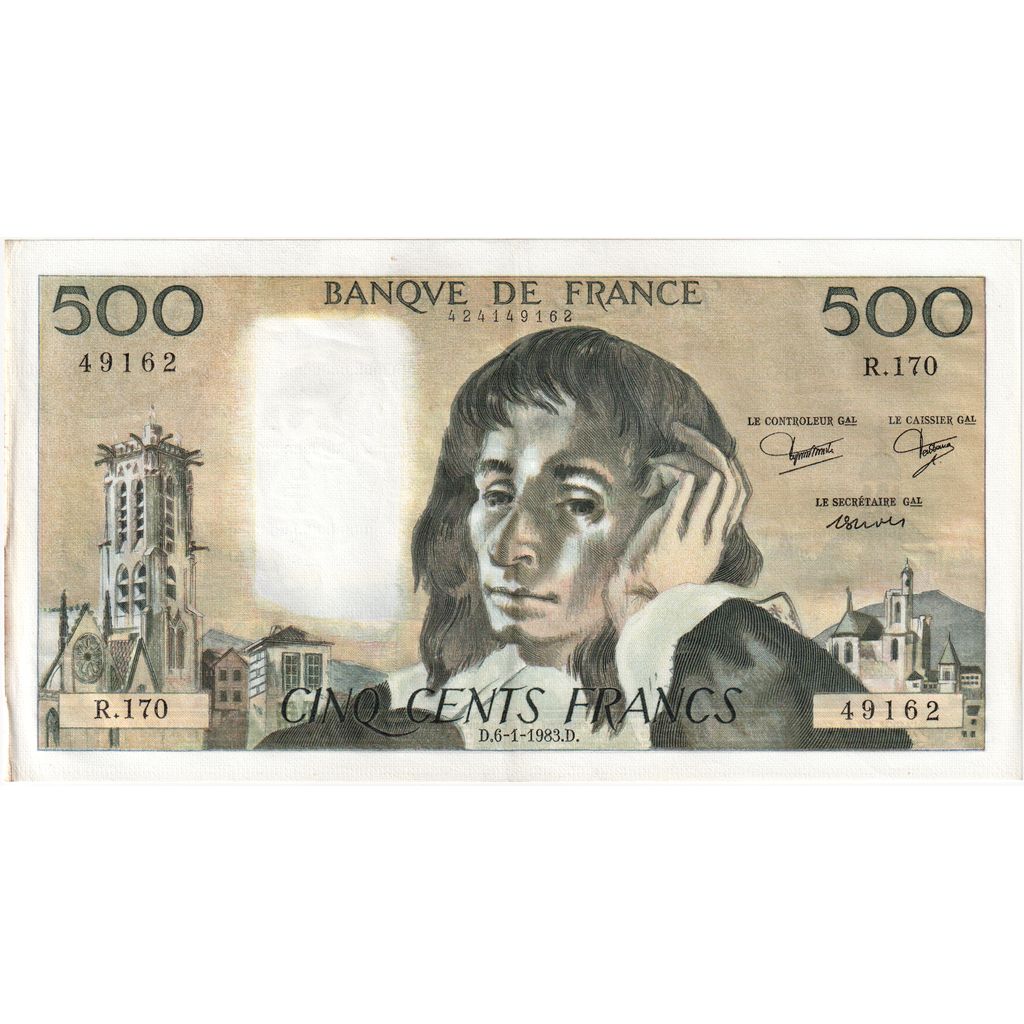 Francia, 500 Francs, Pascal, 1983-01-06, R.170, SPL-