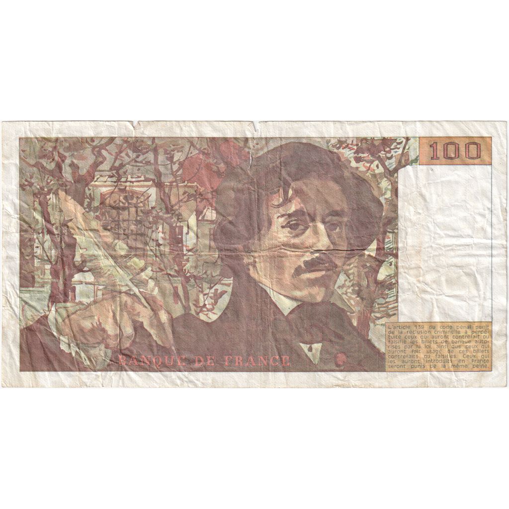 France, 100 Francs, Delacroix, O.187, VF(20-25)