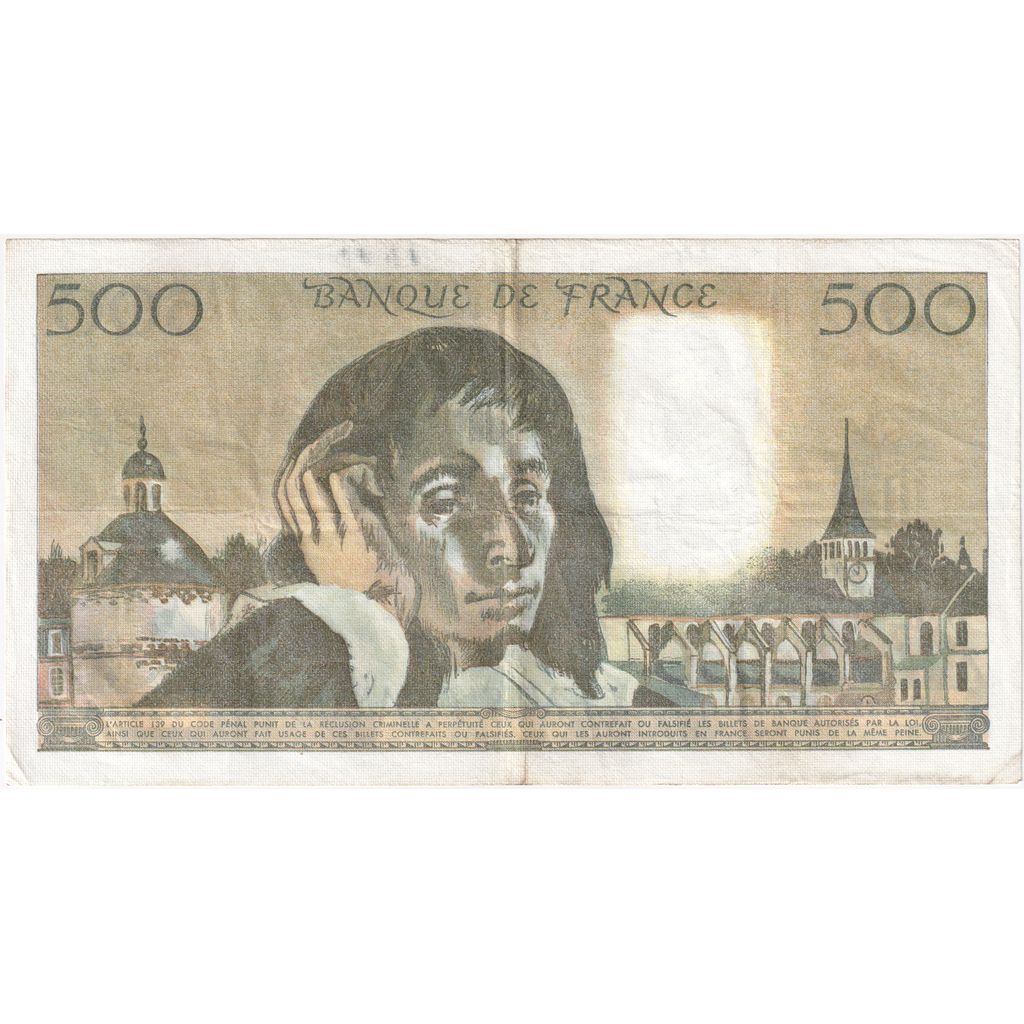 France, 500 Francs, Pascal, 1985-01-03, H.222, EF(40-45)