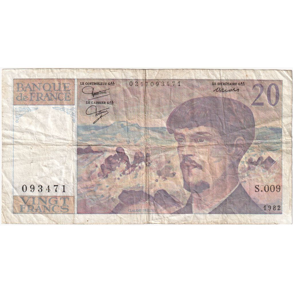 França, 20 Francs, Debussy, S.009, VF(20-25)