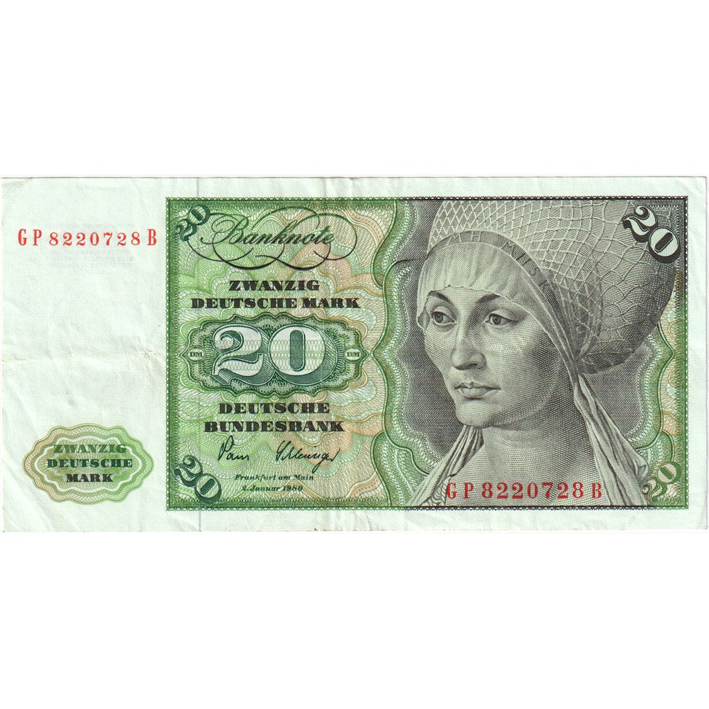 GERMANY - FEDERAL REPUBLIC, 20 Deutsche Mark, 1980-01-02, EF(40-45)