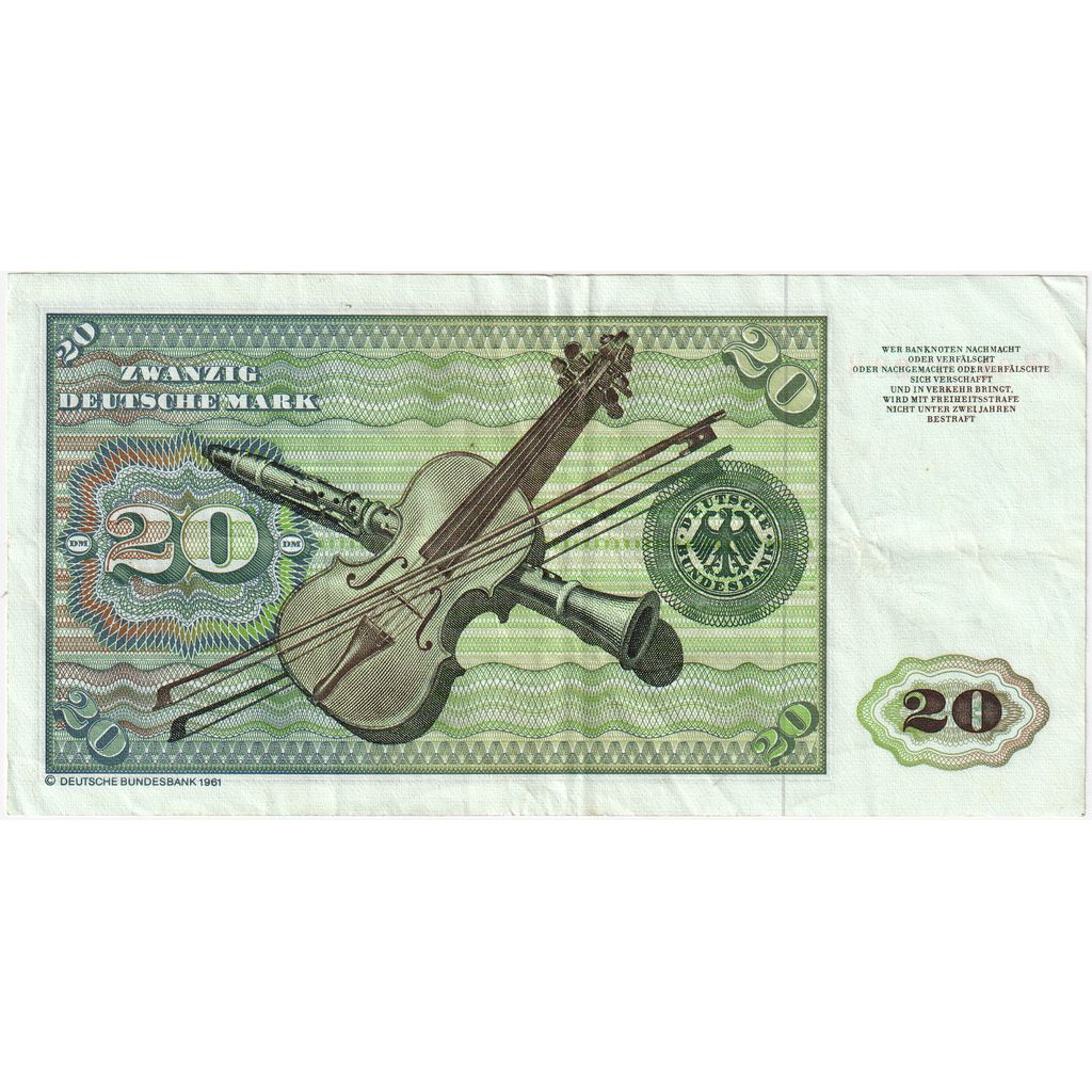 GERMANY - FEDERAL REPUBLIC, 20 Deutsche Mark, 1980-01-02, EF(40-45)