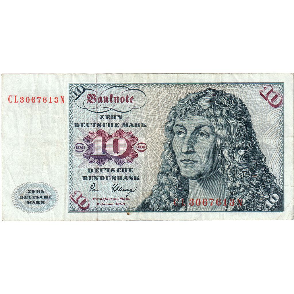 GERMANY - FEDERAL REPUBLIC, 10 Deutsche Mark, 1980-01-02, EF(40-45)