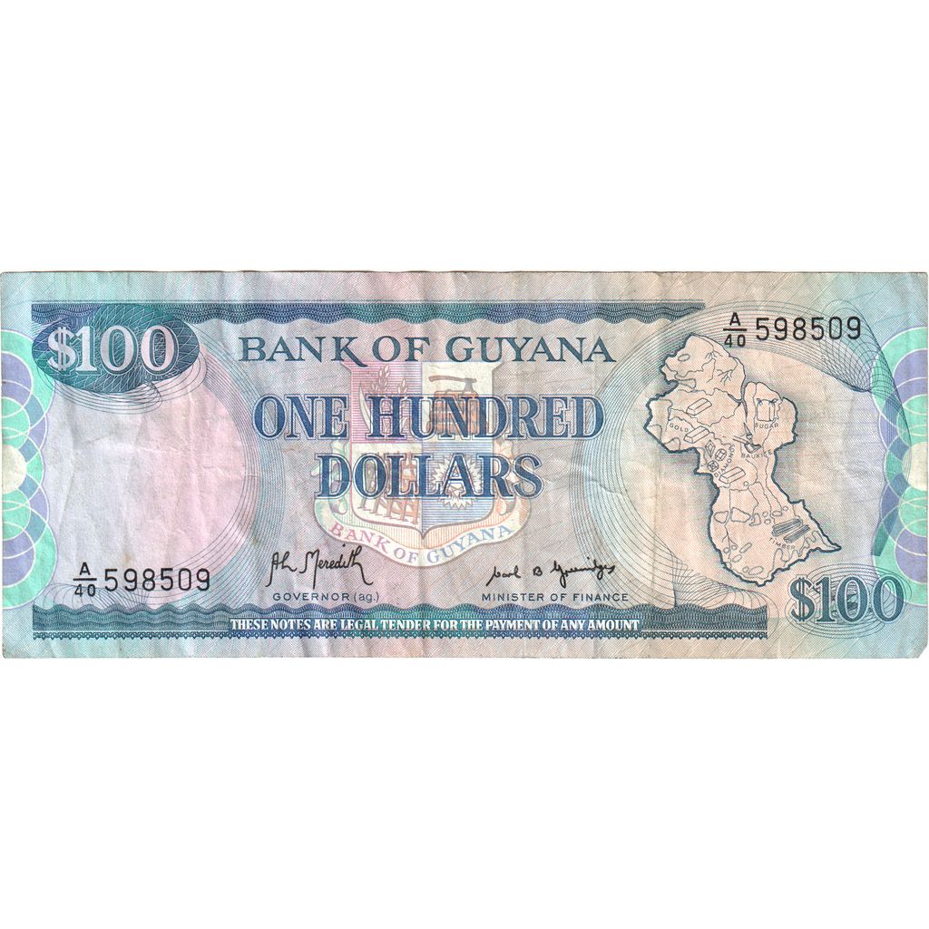 Guyana, 100 Dollars, VF(20-25)