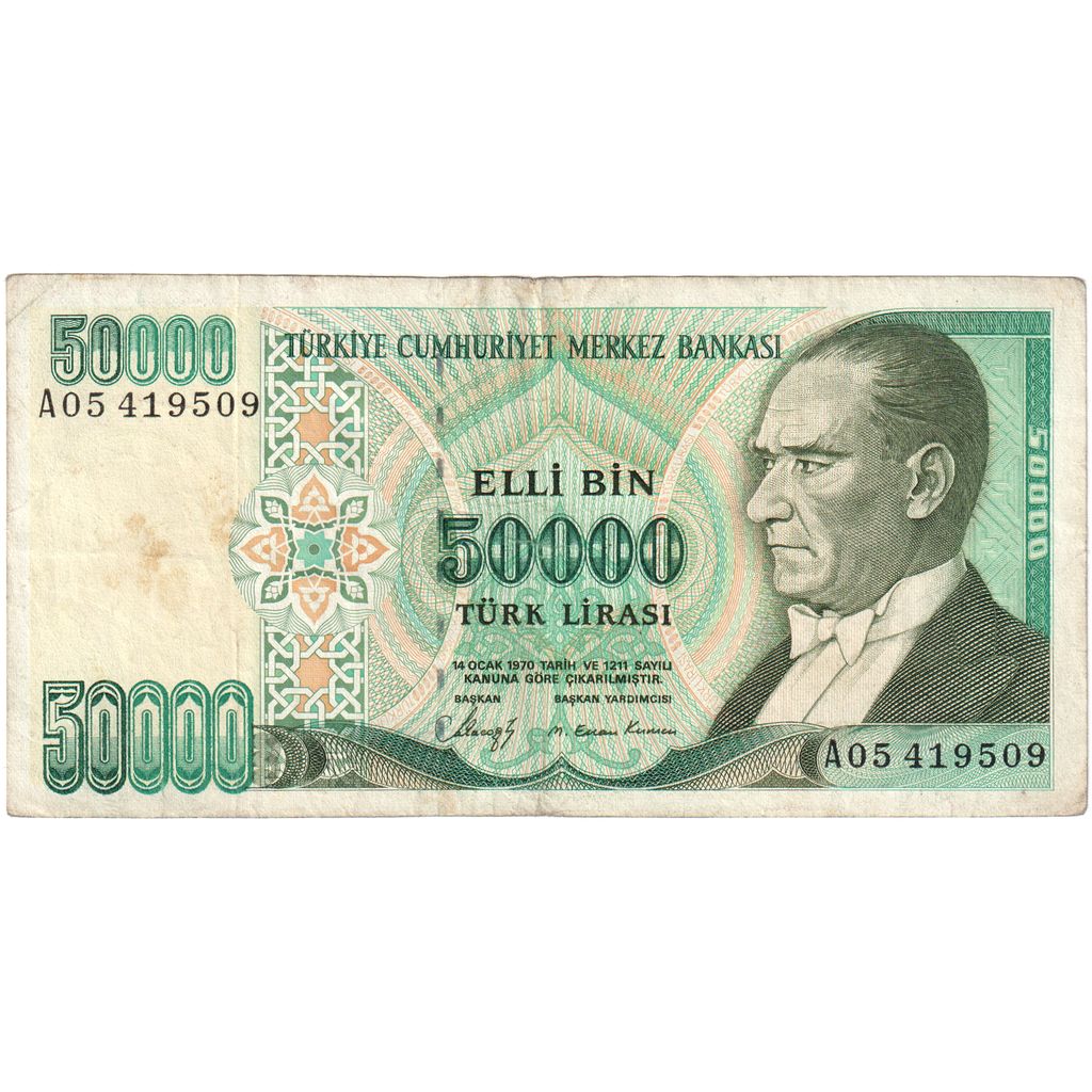 Turquia, 50,000 Lira, VF(20-25)