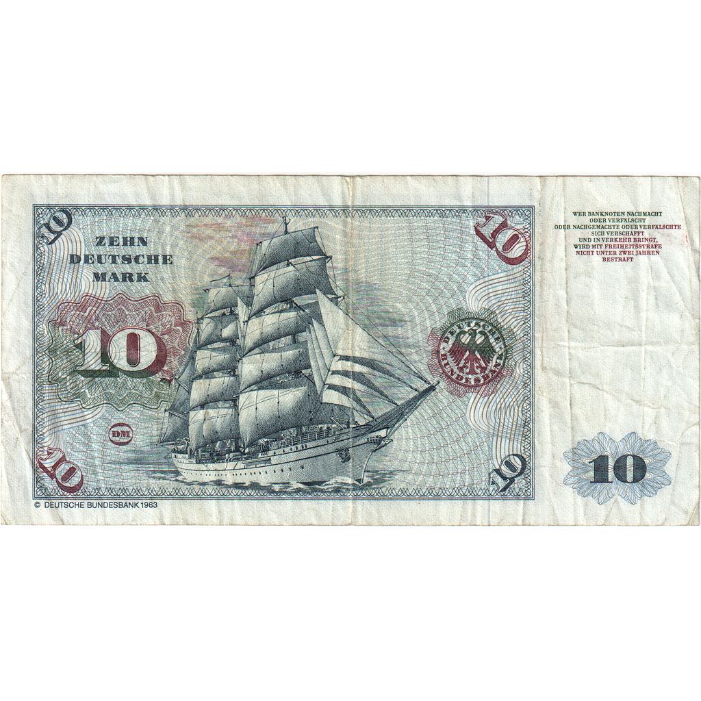République fédérale allemande, 10 Deutsche Mark, 1980-01-02, TB
