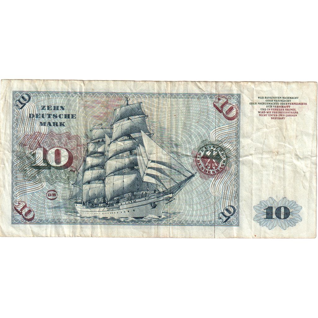 République fédérale allemande, 10 Deutsche Mark, 1977-06-01, TB