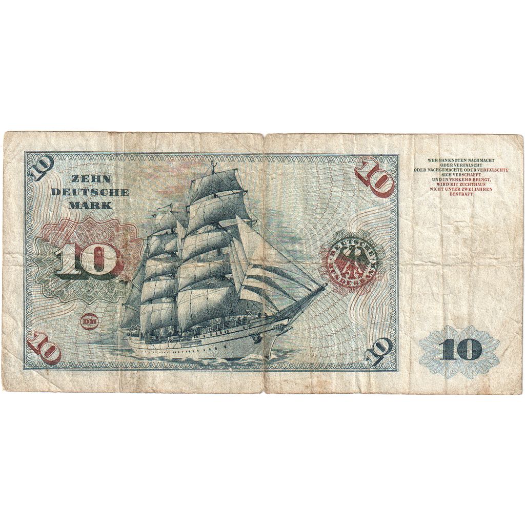 Niemcy - RFN, 10 Deutsche Mark, 1960-01-02, VG(8-10)