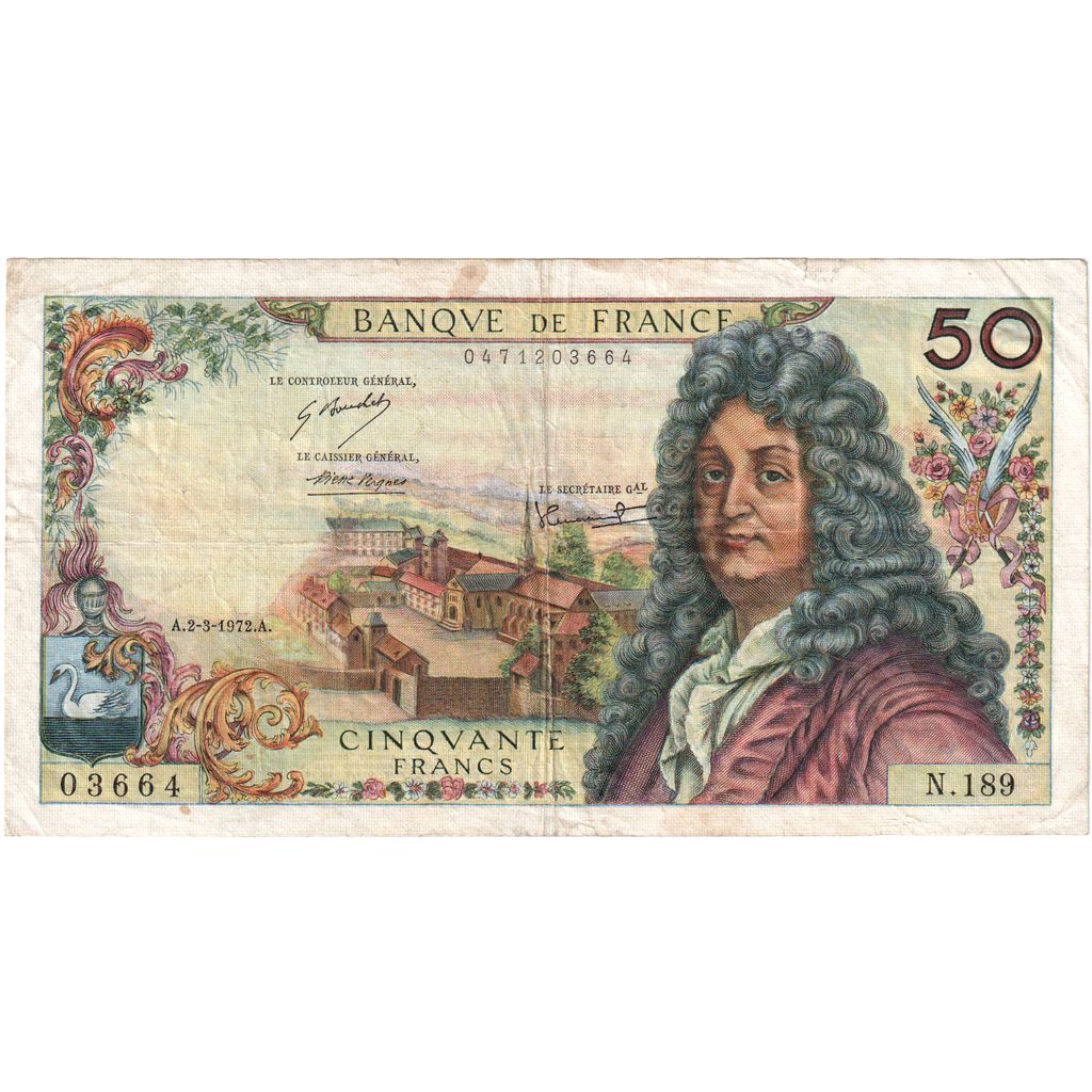 France, 50 Francs, Racine, 1972-03-02, N.189, VF 30