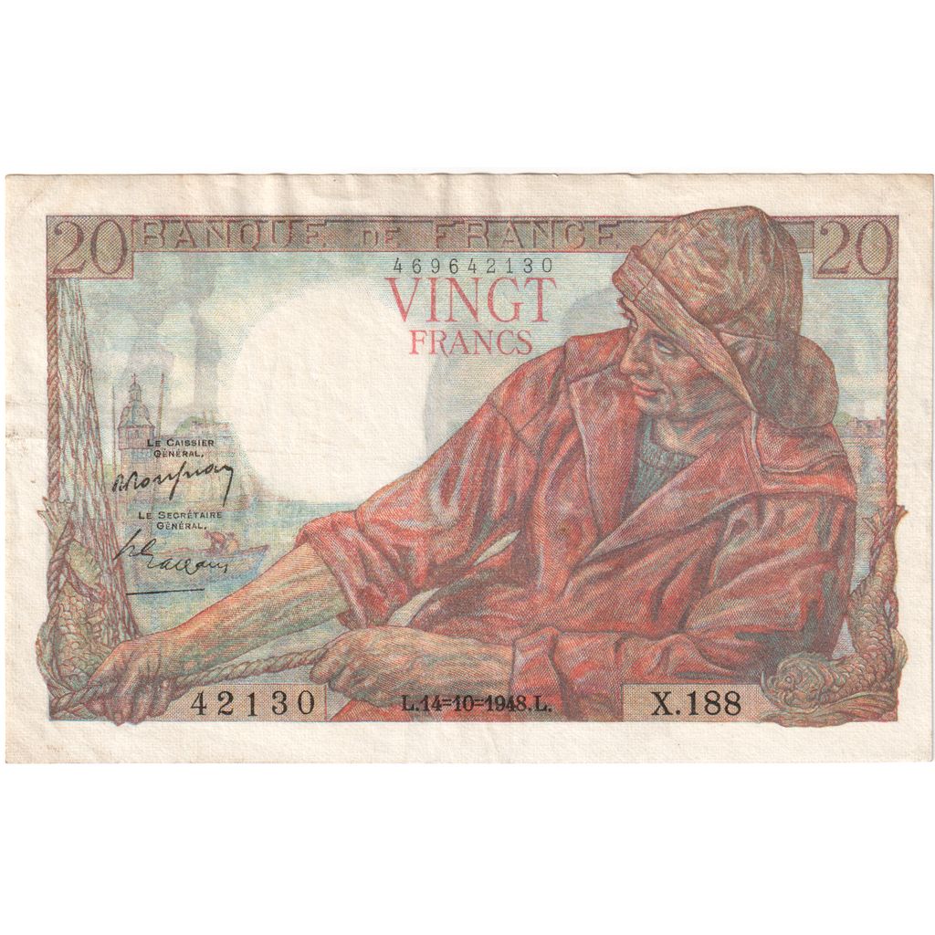 Francja, 20 Francs, Pêcheur, 1948-10-14, X.188, AU(55-58)