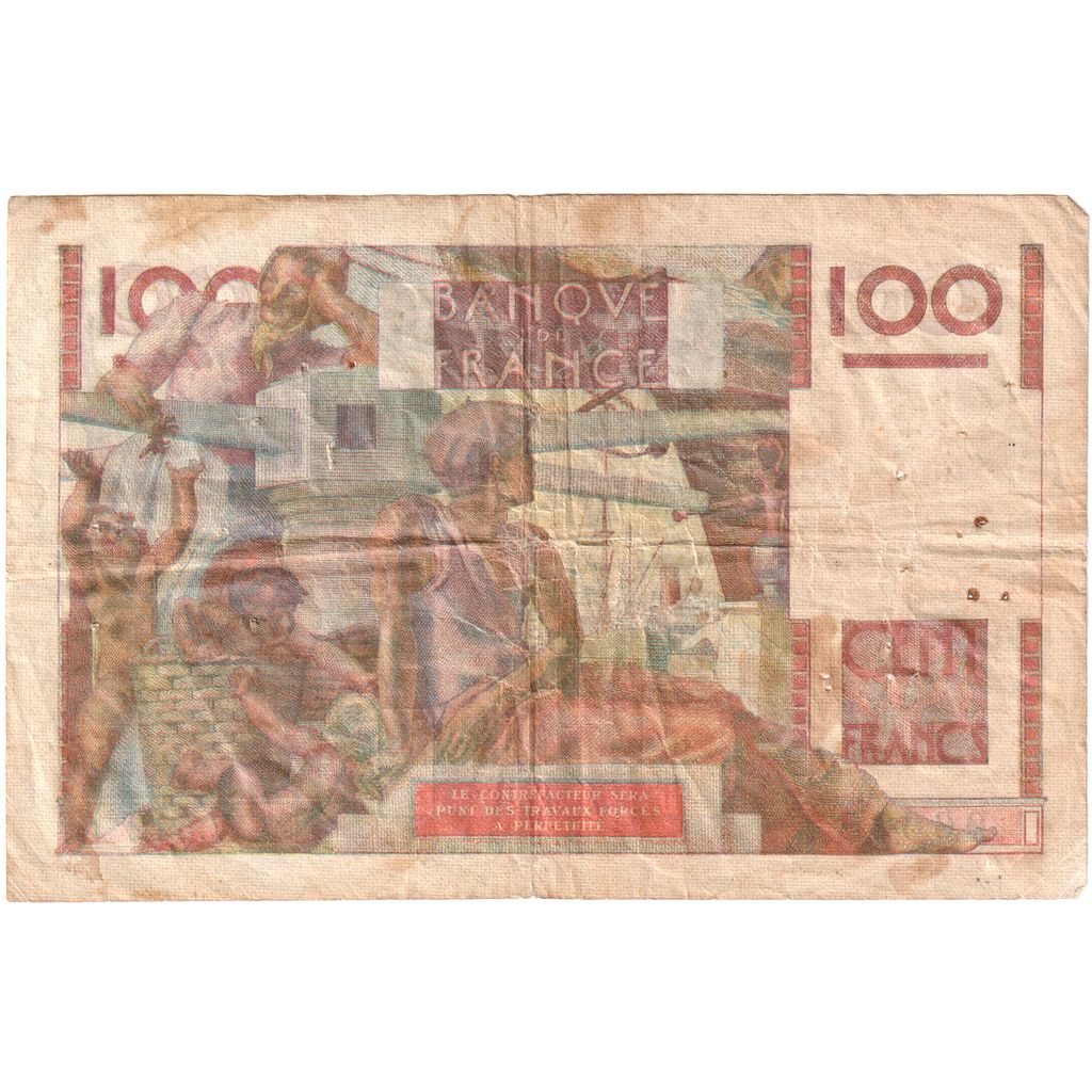 França, 100 Francs, Jeune Paysan, 2-1-1953, W.512, VF(20-25)