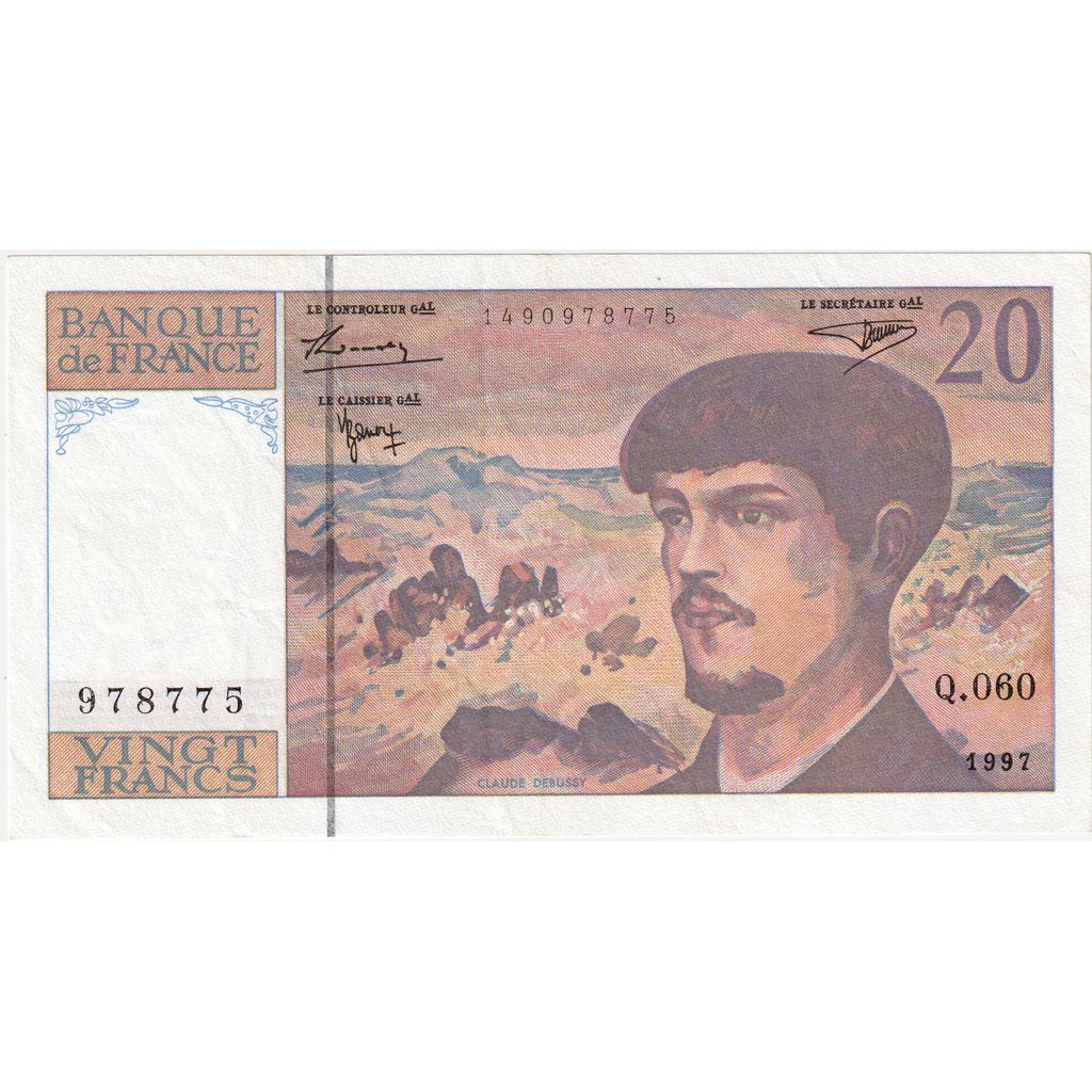 France, 20 Francs, Debussy, Q.060, UNC(65-70)