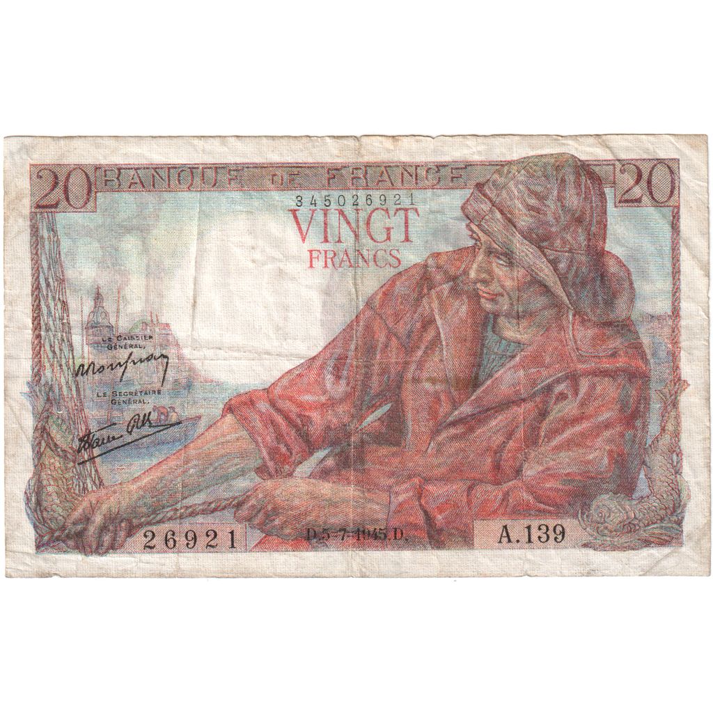 Frankreich, 20 Francs, Pêcheur, 5-7-1947, S.159, SS