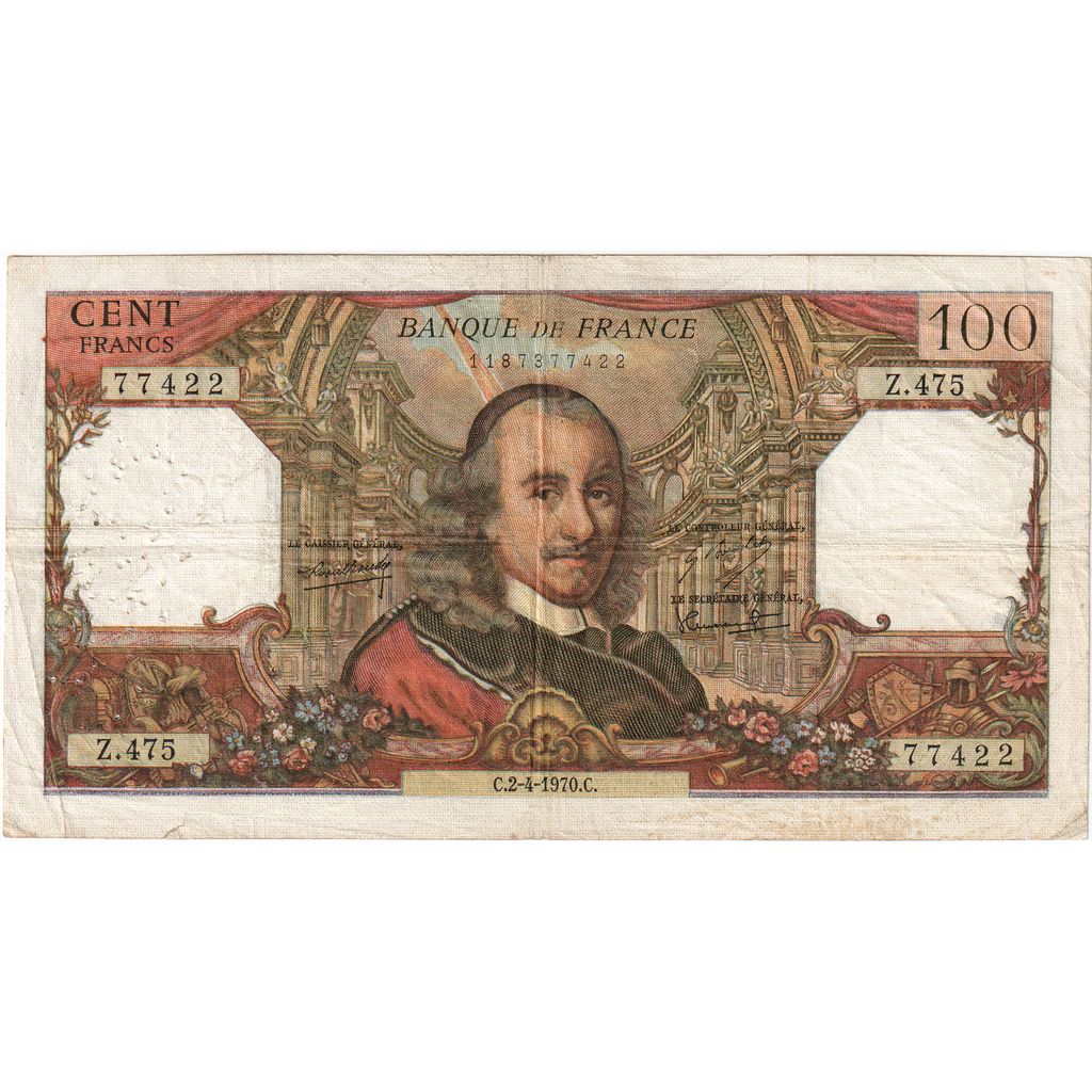 France, 100 Francs, Corneille, 1970-04-02, Z.475, EF(40-45)