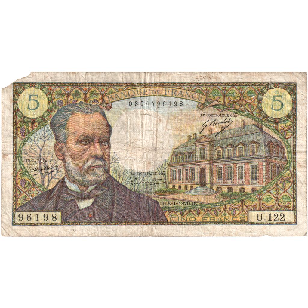 Frankrijk, 5 Francs, Pasteur, 1970-01-08, U.122, B