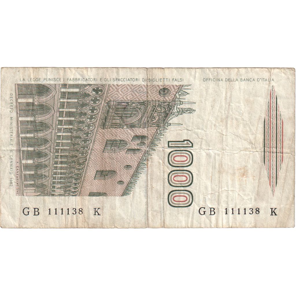 Italy, 1000 Lire, 1982, 1982-06-01, KM:109b, EF(40-45)