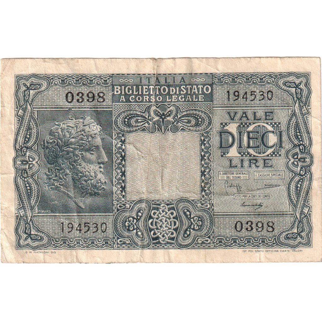 Italien, 10 Lire, 1944-11-23, S+