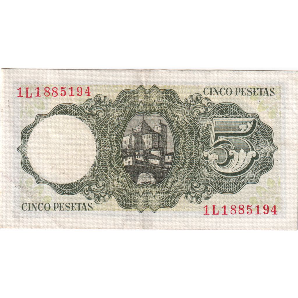 Spanje, 5 Pesetas, 1951-08-16, SUP