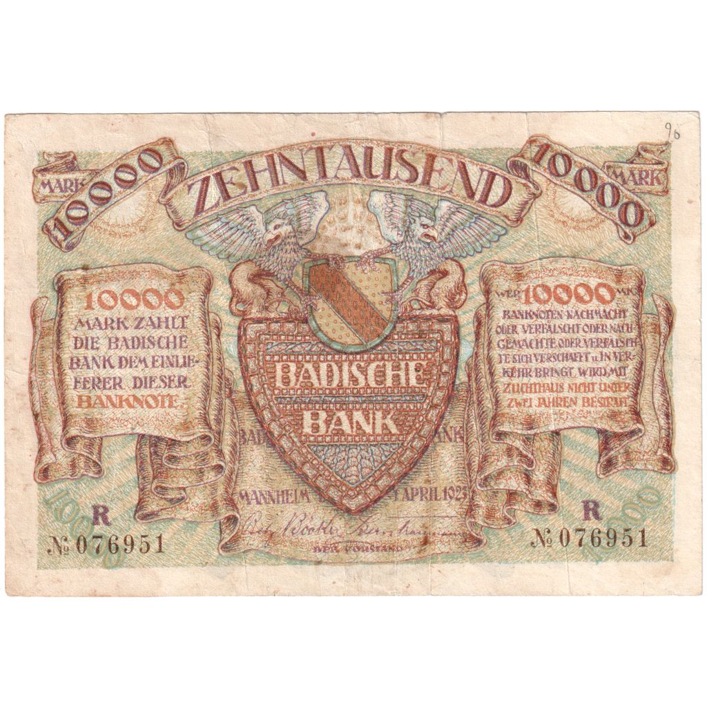 German States, 10,000 Mark, 1923-04-01, EF(40-45)