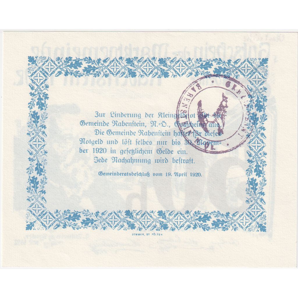 AUSTRIAN STATES, 50 Heller, 19-04-1920, UNZ