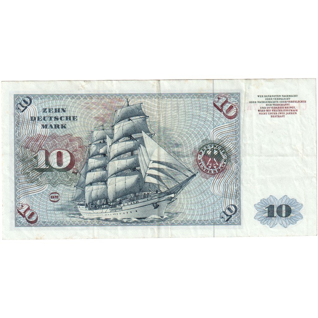 ALEMANHA - REPÚBLICA FEDERAL, 10 Deutsche Mark, 1977-06-01, VG(8-10)