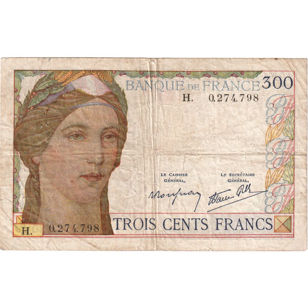 France, 300 Francs, Serveau, 1939-02-09, H, VF(20-25)