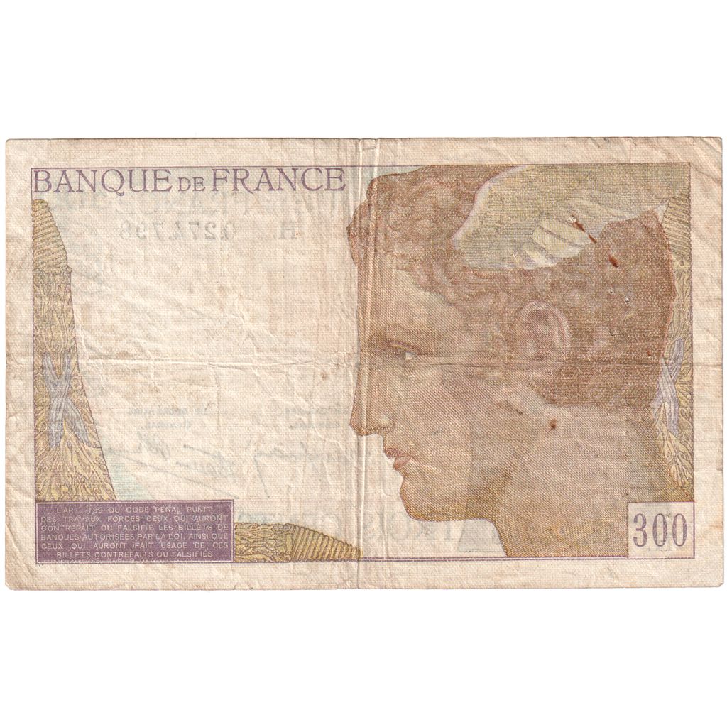 France, 300 Francs, Serveau, 1939-02-09, H, VF(20-25)