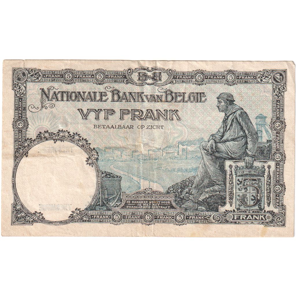 Belgique, 5 Francs, TTB