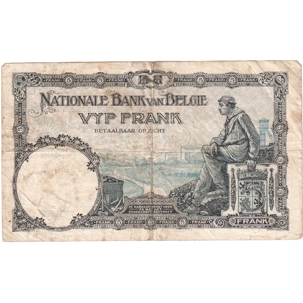 Belgium, 5 Francs, F(12-15)
