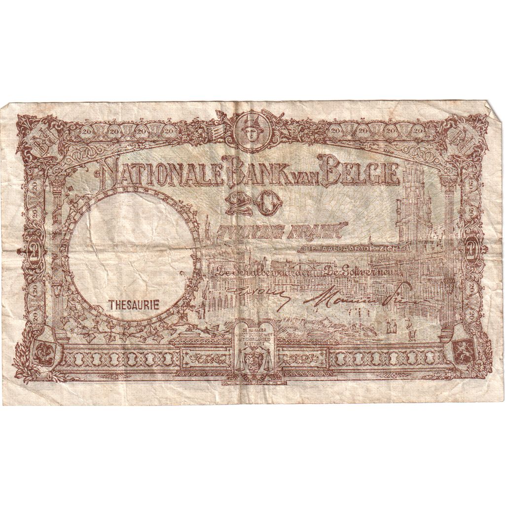Belgio, 20 Francs, 1945-04-20, B