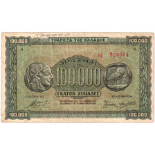 Banknote, Greece, 100,000 Drachmai, 1944, 1944-01-21, KM:125a, F(12-15)