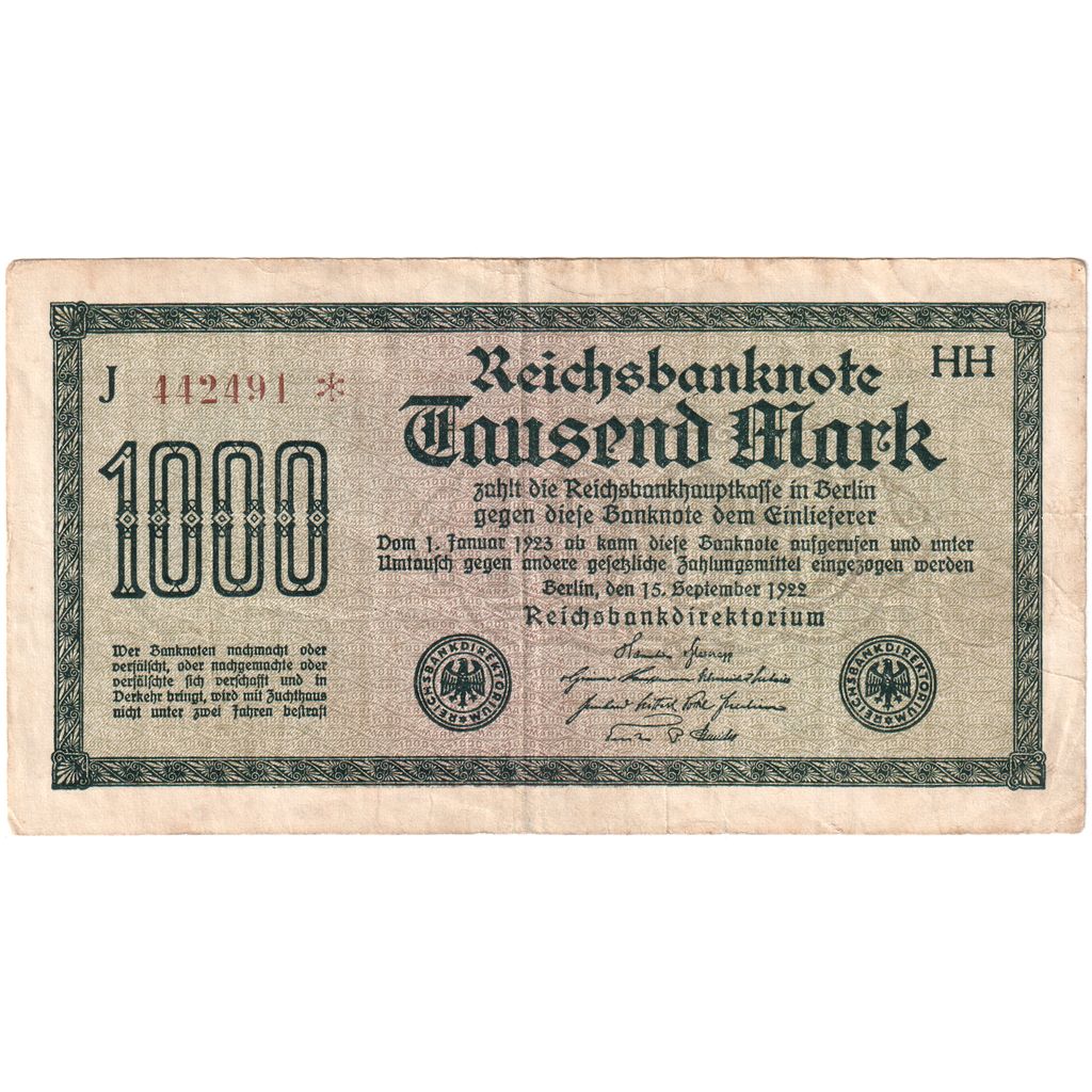 Deutschland, 1000 Mark, 1922-09-15, UNZ-