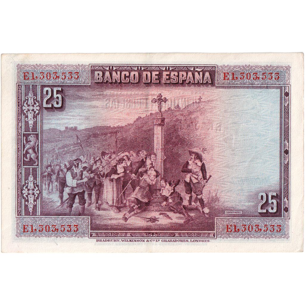 Spain, 25 Pesetas, 1928-08-15, EF(40-45)