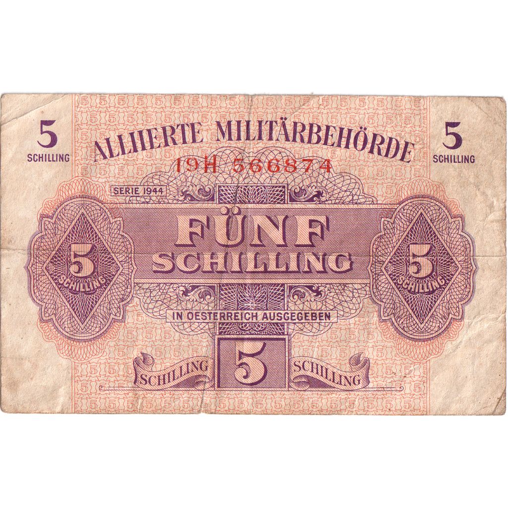 Austria, 5 Schilling, SÉRIE 1944., VF(20-25)