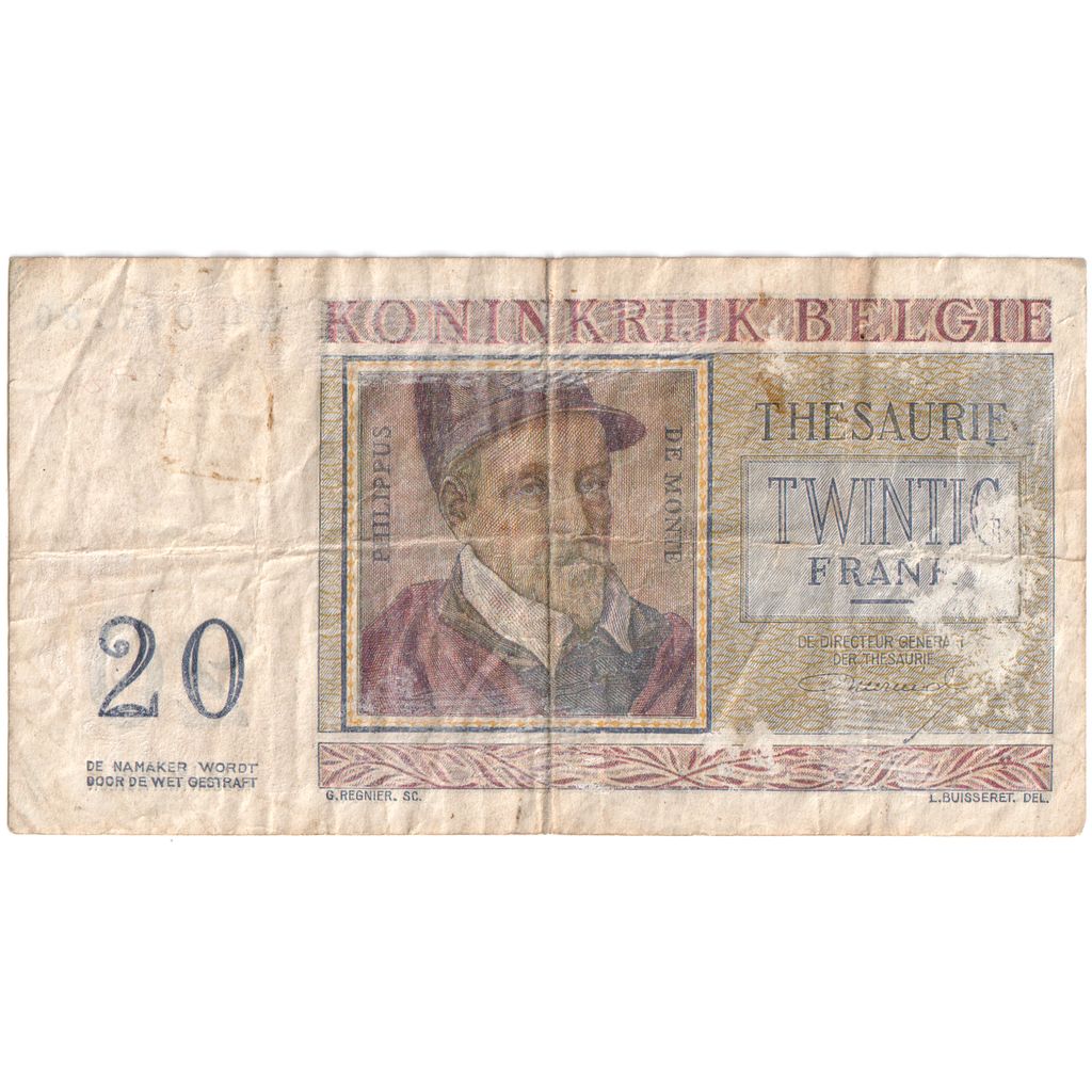 Belgique, 20 Francs, 1956-04-03, B+