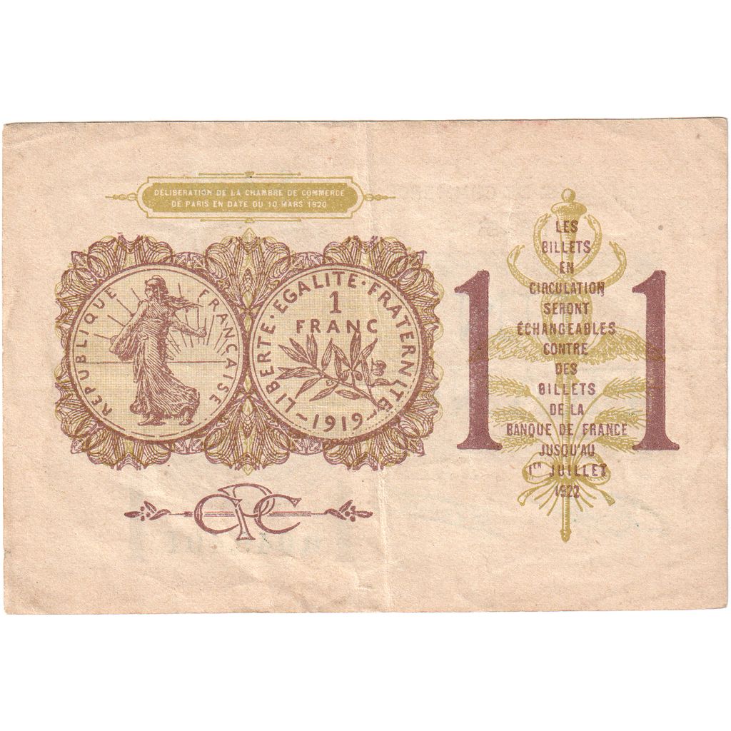 France, 1 Franc, 1920-03-10, S.A25 0,049,401, EF(40-45), Pirot:97-23