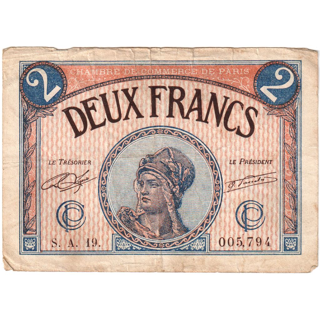 France, 2 Francs, 1920-03-10, S.A.19.005,794, VF(30-35), Pirot:97-28