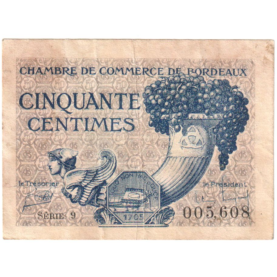 France, 50 Centimes, Série 9 005,608, EF(40-45), Pirot:30-28