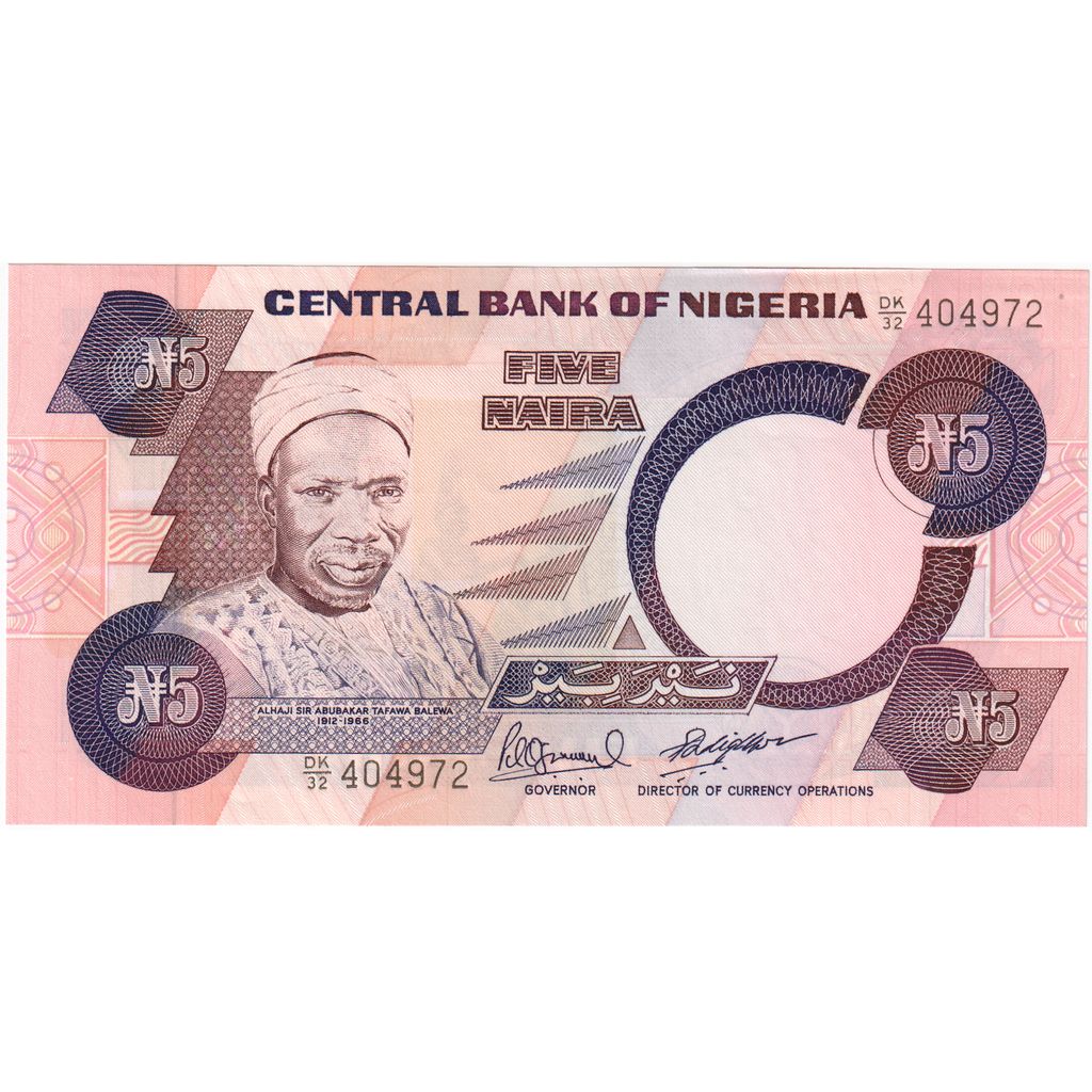 Nigéria, 5 Naira, UNC(65-70)