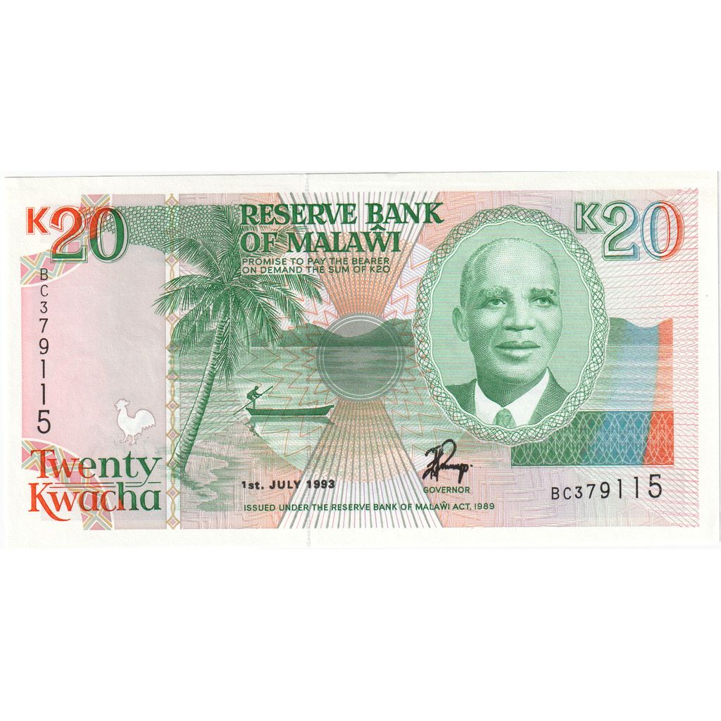 Malawi, 20 Kwacha, 1993-07-01, UNC