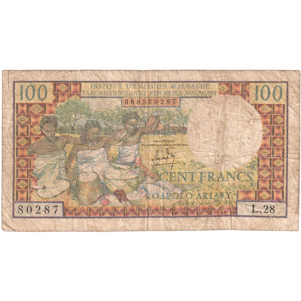 Madagascar, 100 Francs =  20 Ariary, VF(20-25)