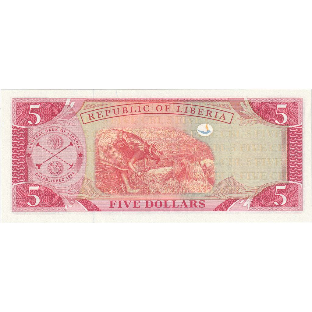 Liberia, 5 Dollars, UNC(65-70)