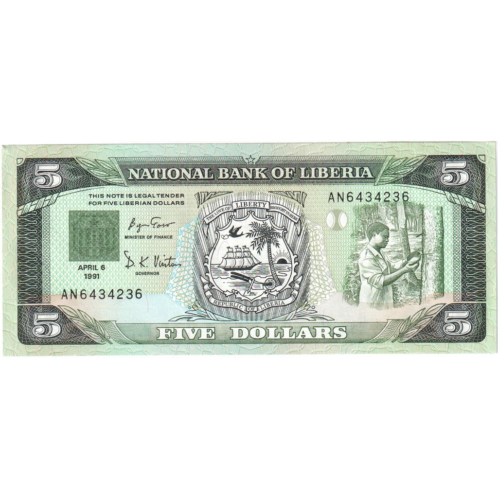 Liberia, 5 Dollars, 1991-04-06, UNC(65-70)