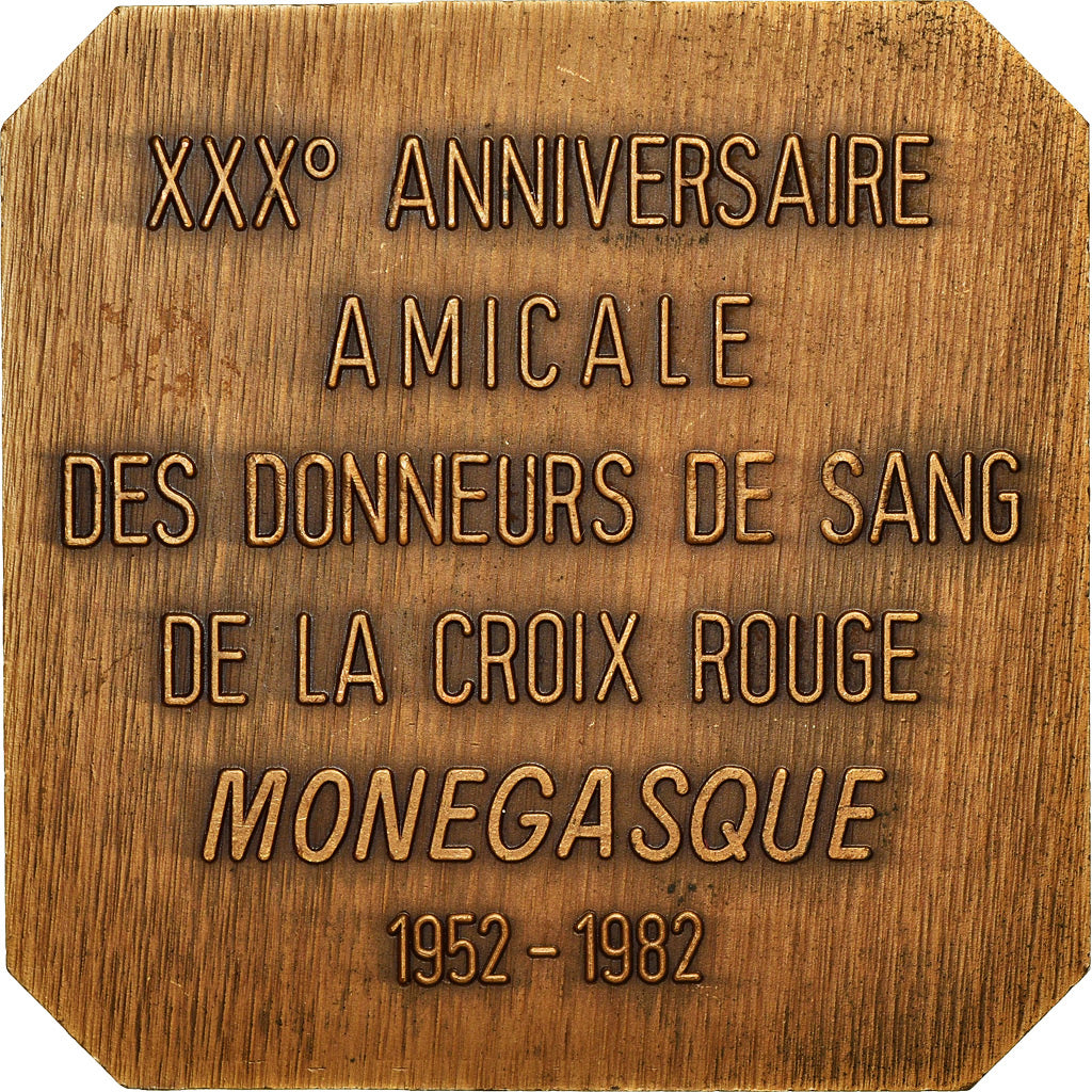 Mónaco, Medal, Donneurs de Sang de la Croix Rouge, 1982, MS(63), Bronze